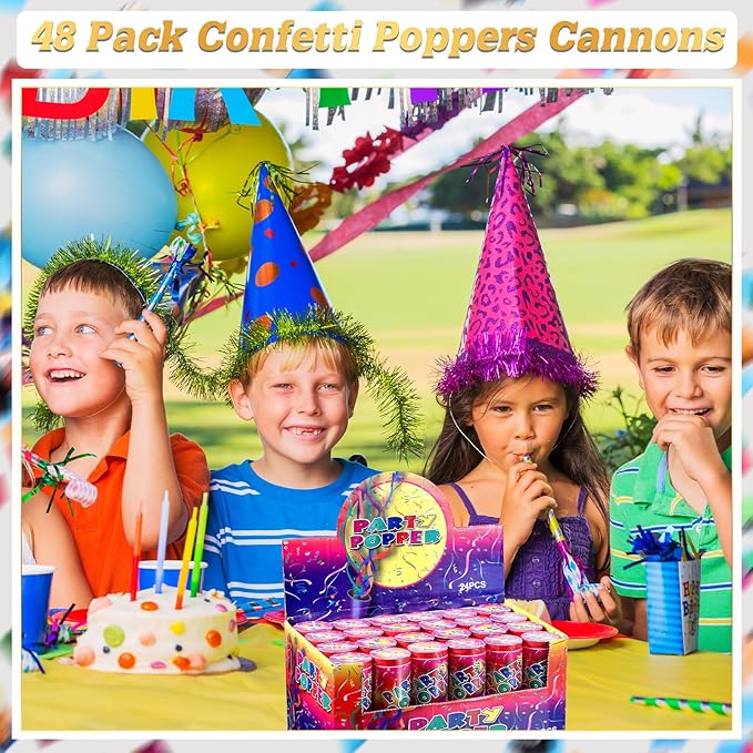 Honoson 24 Pcs Confetti Poppers Cannons Confetti Shooters Air Compressed Cannon for Wedding Birthday Party Bridal Shower Graduation Decoration Favor (4.33 Inch)