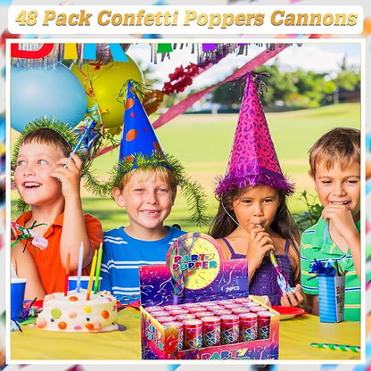 Honoson 24 Pcs Confetti Poppers Cannons Confetti Shooters Air Compressed Cannon for Wedding Birthday Party Bridal Shower Graduation Decoration Favor (4.33 Inch)