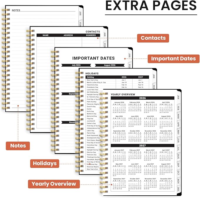 2026 Planner, Weekly and Monthly Planner for Women, Jan 2026 - Dec 2026 Pretty 2026 Calendar Planner with Monthly Tabs, Inner Pocket, Spiral Binding, Perfect for Office Home School - 6.3" x 8.5", Tropical Songbird