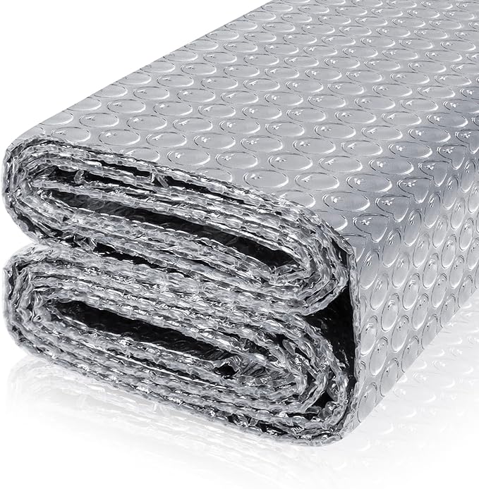 Reflective Bubble Insulation Sheet, Double Side Aluminum Foil Bubble Shield, Aluminum Foil Thermal Insulation Radiant Barrier for Windows, RV, Roof, Garage Door (59IN X 8.2FT)