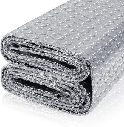 Reflective Bubble Insulation Sheet, Double Side Aluminum Foil Bubble Shield, Aluminum Foil Thermal Insulation Radiant Barrier for Windows, RV, Roof, Garage Door (47IN X 15FT)