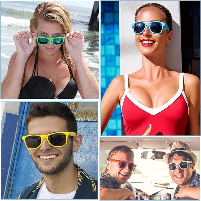 Eyegla 8/12/18 Pack Neon Sunglasses Bulk Colorful Multipack Party Sunglasses Retro Glasses Party Favor for Adult Men Women