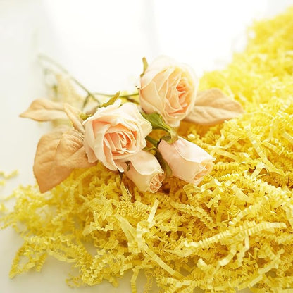 Bobobag - 1LB Crinkle Cut Paper Shred Filler Recyclable Gift Wrap Confetti Raffia Grass Shred Paper for Easter Baskets Filler Creative Eggs Decor(Yellow)