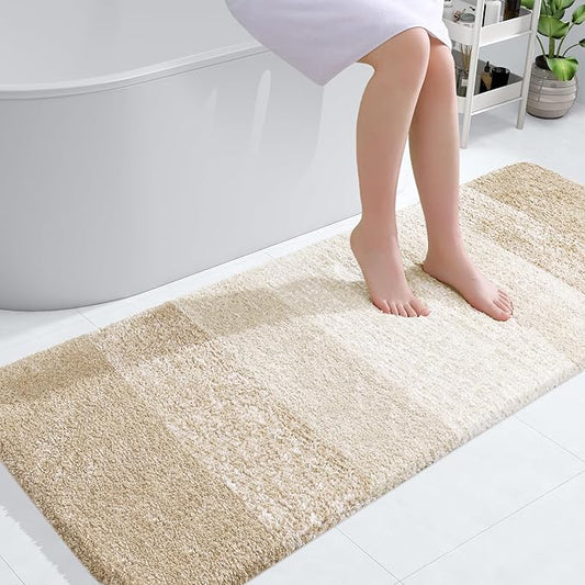 OLANLY Bathroom Rugs Mat 50x30, Extra Soft Absorbent Microfiber Bath Rugs, Rubber Backing, Quick Dry, Machine Washable Bath Mats for Bathroom Floor, Tub and Shower, Home Decor Accessories, Light Beige
