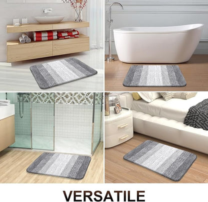 OLANLY Bathroom Runner Rugs 47x20, Extra Soft Absorbent Microfiber Bath Rugs, Rubber Backing, Quick Dry, Washable Bath Mats for Bathroom Floor, Tub and Shower, Home Decor Accessories, Light Grey