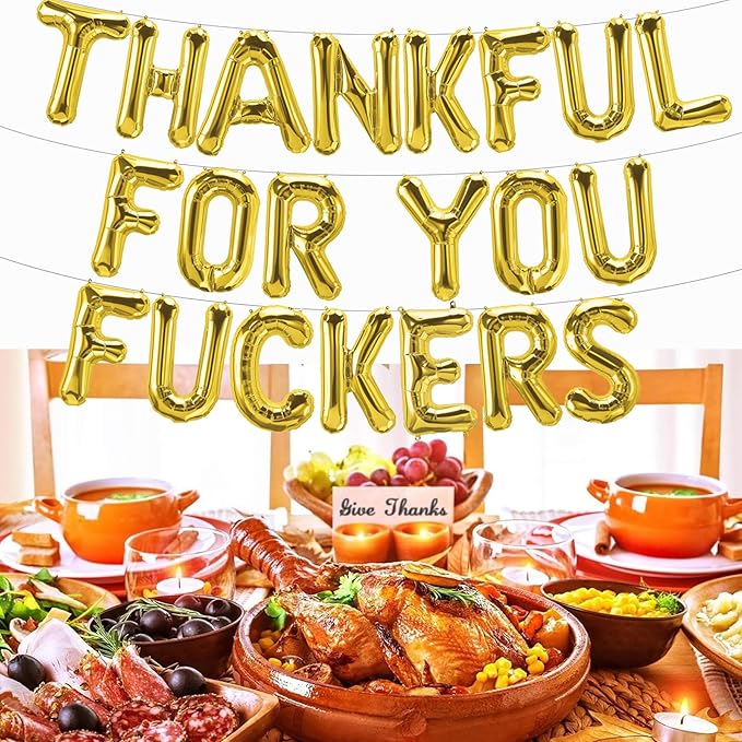 Thankful for you Foil Balloons Banner Friendsgiving Decorations, Happy Thanksgiving Balloons Banner Funny Friendsgiving Thanksgiving Party Decorations