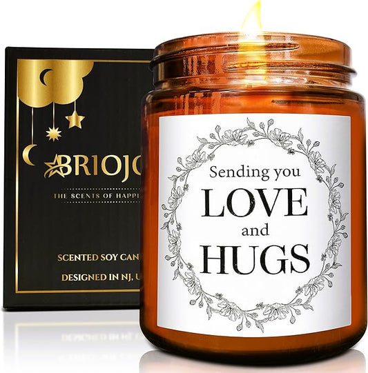 Sending You Love & Hugs Gift Candles - Gifts for Women - Friendship, Relaxing Gift for Her, Bestie, Sister, Wife, Daughter, Mom - Jasmine Natural Soy Wax Calming Scented Candle for Home