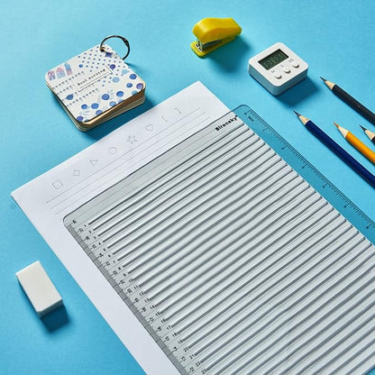Straight Line Stencil Template College Ruled 9/32" Spacing,Line Drawing Stencil Lettering Guide 11 Inch,Scale Writing Calligraphy Ruler College Paper Template with Journal Stencils Patterns