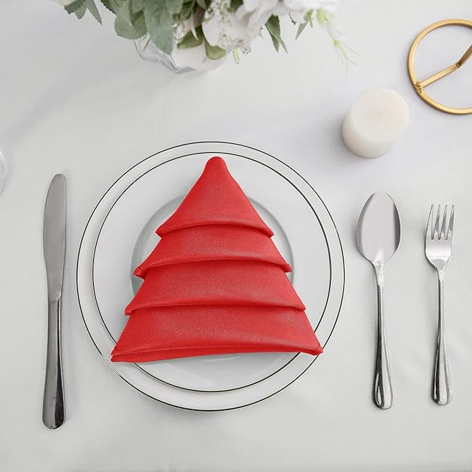 50pcs Polyester Cloth Napkins - 20 x 20 inch Red Dinner Washable Napkins with Hemmed Edges for Restaurant/Wedding/Hotel(50,Red)