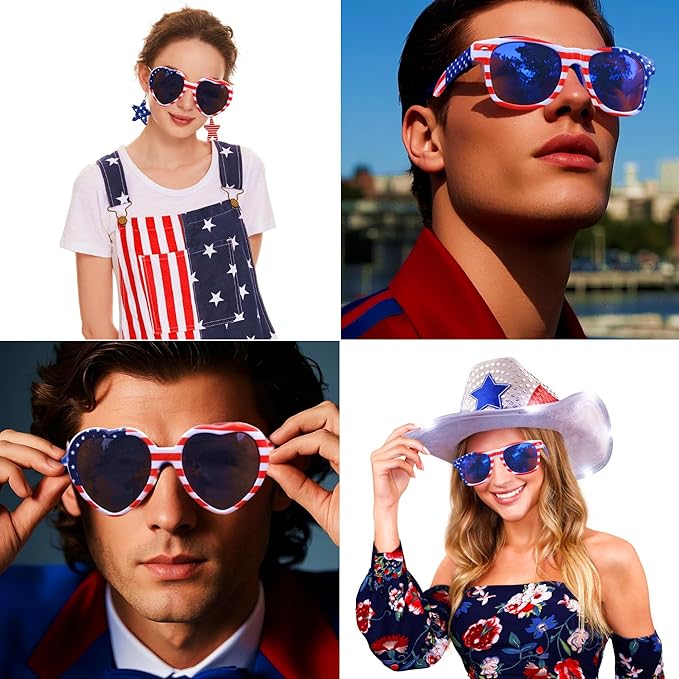 Eyegla Bulk American Sunglasses USA Flag Sunglasses Patriotic Glasses 4th of July Party Supplies-10/20Pack