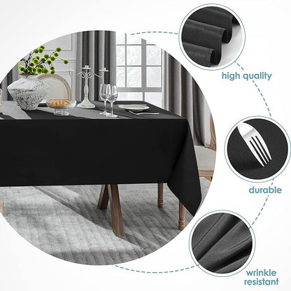 VidaFete Tablecloth 60 * 102inch 6 Pack Rectangle Table Cloth Polyester, Stain Wrinkle Resistant Polyester Dining Table Cover for Kitchen Dinning Party Wedding Rectangular Tabletop Decoration(Black)