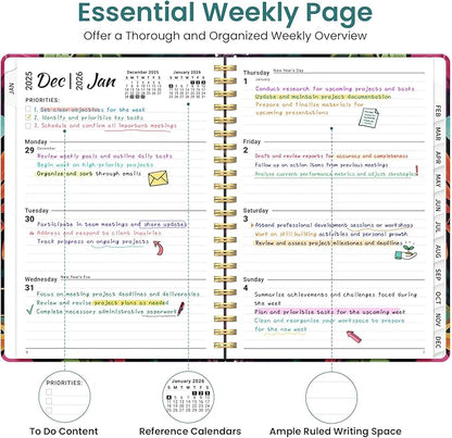 2026 Planner, Weekly and Monthly Planner for Women, Jan 2026 - Dec 2026 Pretty 2026 Calendar Planner with Monthly Tabs, Inner Pocket, Spiral Binding, Perfect for Office Home School - 6.3" x 8.5", Tropical Palms