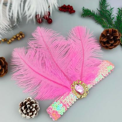 Feather Headpiece Sequins Headbands 1920s Flapper Showgirl Headpieces for Women Girls Carnival Party Accessories