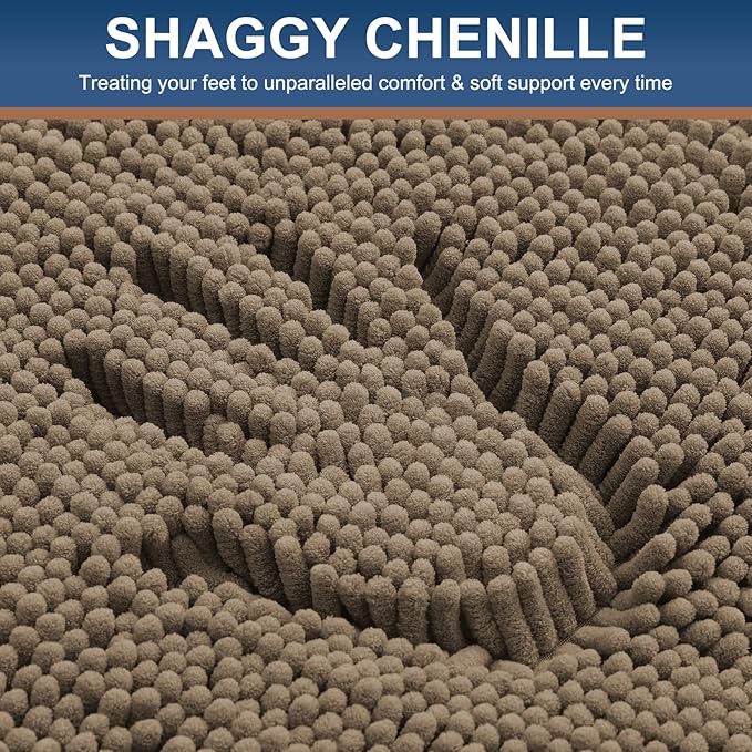Smiry Luxury Chenille Round 24x24, Extra Soft and Absorbent Shaggy Bathroom Mat Rugs, Machine Washable, Non-Slip Plush Carpet for Tub, Shower, and Bath Room, Camel