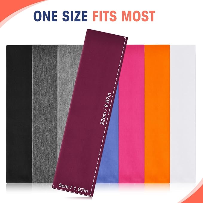 Hotop 20 Pcs Sport Stretchy Headbands for Girls Women Non Slip Soft Fabric Elastic Headband Bulk for Yoga DIY Team Gifts
