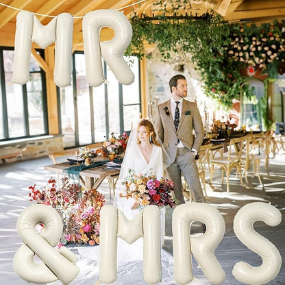 40 Inch Cream Giant Custom Alphabet & Foil Name Balloons - Ivory White, Mylar Self Inflating Beige Letters & Helium Letter Balloons for Women Girls Birthday Party Decorations