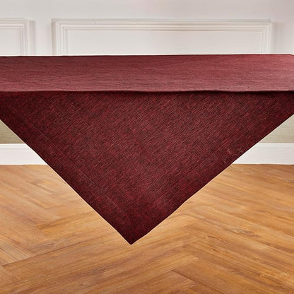 Solino Home Square Linen Tablecloth 52 x 52 Inch - 100% Pure Linen Red Garnet Table Throw - Athena, Machine Washable Tablecloth for Fall, Autumn, Holiday, Winter, Christmas, New Year