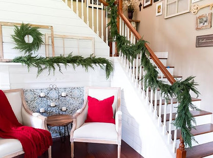 Real Touch Cedar Garland Artificial Realistic, Faux Cedar Garland Realistic, Realistic Christmas Garland for Mantle, Stairs, Table, Real Touch Garlands Fireplace (Extra Full, 6 Foot)
