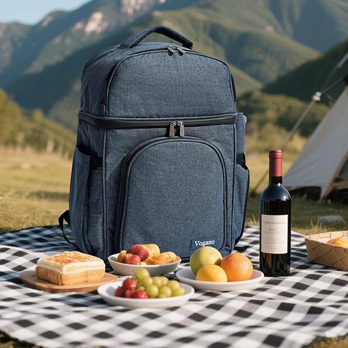 Picnic Backpack & Accessories - Picnic Set for 2 Person with 2 Insulated Cooler Compartment, Lightweight Blanket and Cutlery Set, Perfect for Wedding Gifts for Couples and Bridal Shower Gifts