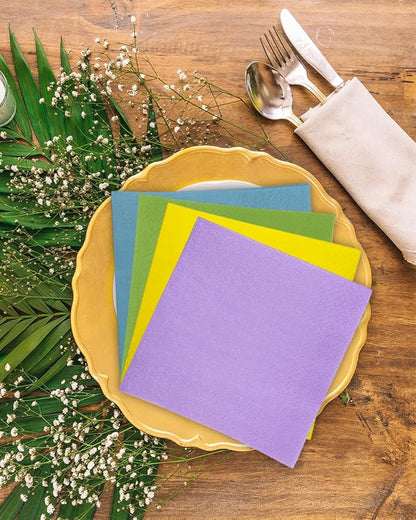240 Count Dinner disposable Napkins Paper 24 colors Napkin for Cocktail Birthday, Wedding, Party, Lunch, Dessert Napkins（5 * 5inch）