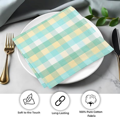 Urban Villa Cloth Napkins Set of 12 20x20 Inches 100% Cotton Napkins Cloth Washable Soft Durable Reusable Absorbent Table Dinner Napkins Cloth for Hotel Lunch Restaurant Weddings Parties-Green Sand