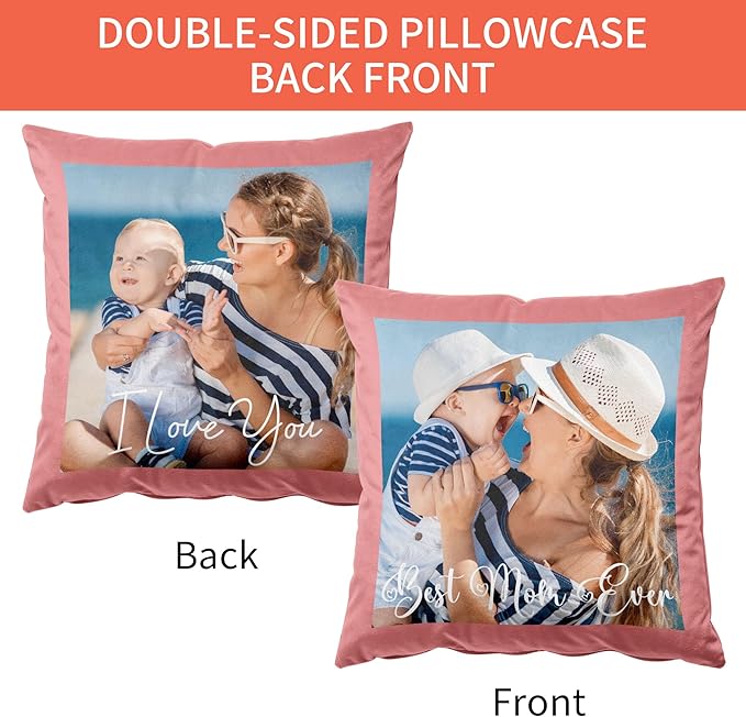 Easycosy Custom Pillow, 22"x22" Two-Sided Customized Photo Pillowcase, Personalized Pillow Cover with Photo, Custom Love Keepsake Gifts (Optional Pillow Insert)