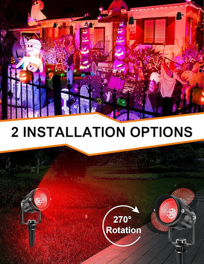 Christmas Red Landscape Lights Outdoor, 14 LED Landscape Lighting with US Plug, IP65 Waterproof Spotlights for Tree Yard Garden Pathway Halloween Decor 4 Pack