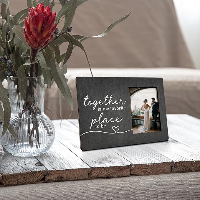 Engagement Picture Frame 8x10, Wedding Picture Frame, Engagement Gifts for Couple, Engaged Gift for Newly, Wedding Gifts for Him Her, Black Together is My Favorite Place Photo Frame 5x7