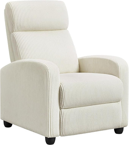 Yaheetech Corduroy Recliner Chair Single Sofa Home Theater Seating Adjustable Modern Reclining Chair for Living Room Bedroom Home Theater Beige