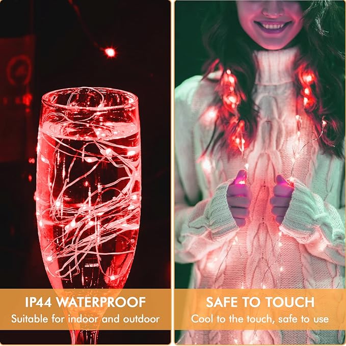12 Pack Fairy Lights Battery Operated String Lights，7FT 20LED Waterproof Silver Wire Christmas Lights Outdoor,Firefly Mini Lights for Bedroom Party Birthday Wedding Indoor Decorations Home Decor
