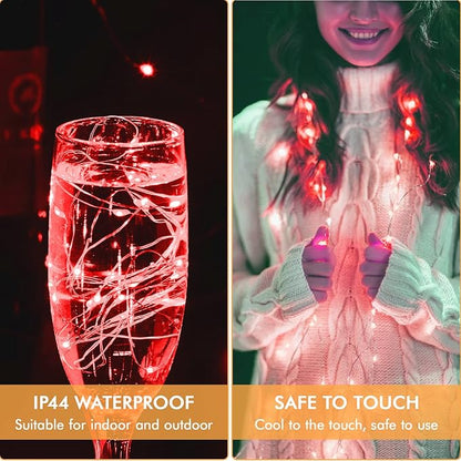 12 Pack Fairy Lights Battery Operated String Lights，7FT 20LED Waterproof Silver Wire Christmas Lights Outdoor,Firefly Mini Lights for Bedroom Party Birthday Wedding Indoor Decorations Home Decor