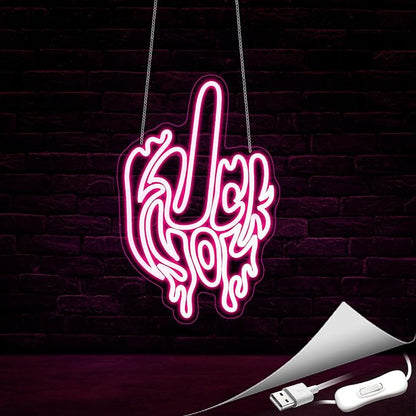 Finger Neon Sign, Neon Signs for Wall Decor Neon Pink LED Signs Room Neon Light Up Signs Home Decor for Bedroom Club Party Bar Shop USB Operated