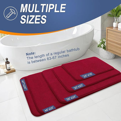 OLANLY Thick Memory Foam Bath Mats Rugs 24x16, Extra Soft Absorbent Bathroom Rug, Quick Dry Bath Mat, Non-Slip, Machine Washable Carpet for Bathroom, Tub and Shower, Home Decor Accessories, Red