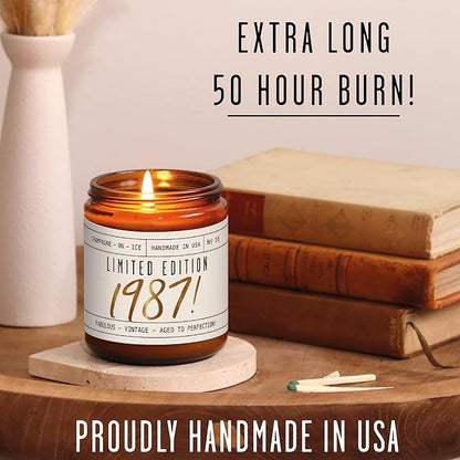 38th Birthday Gifts for Women - 'Limited Edition 1987' Soy Candle, w/Champagne on Ice I 38 Birthday Gifts for Women I 38th Gift for Her Ideas I 9oz Reusable Jar, 50Hr Burn, Made in USA