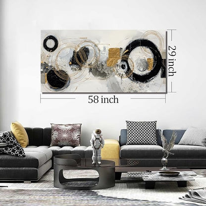 Black White and Gold Prints Wall Decor for Bedroom Abstract Poster Wall Art for Office Large Wall Art for Living Room Size 29 x 58 Inch