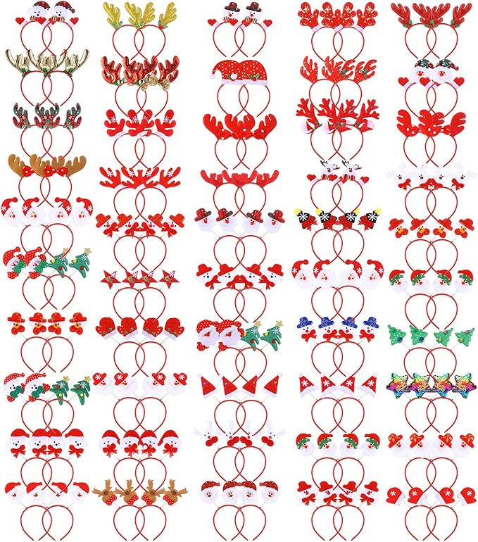 Christmas Headbands and Costume Headwear, Assorted Design Christmas Head Toppers Party Supplies