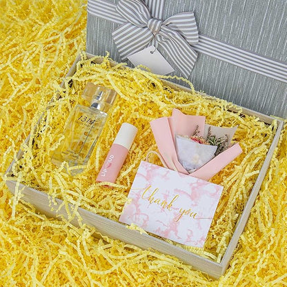 Caleihd 1/2 LB Crinkle Cut Paper Shredded Filler Paper for Gift Baskets Gift Box Confetti Paper Shreds Decoration Stuffing for Birthday, Weddings, Anniversaries, Christmas Wrapping Yellow