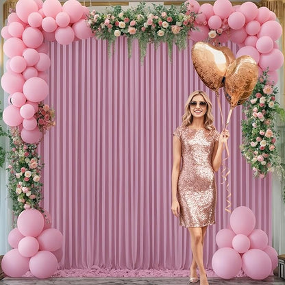 4 Panels Dusty Pink Backdrop Curtain for Parties Wedding Wrinkle Free Pink Photo Curtains Backdrop Drapes Fabric Decoration for Birthday Party Baby Shower 20ft(W) x 10ft(H)