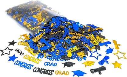 KatchOn, Gold and Black Graduation Confetti 2025 - Pack of 1300 | Grad Confetti Class of 2025 | Grad Table Decorations 2025 | Blue and Gold Graduation Decorations