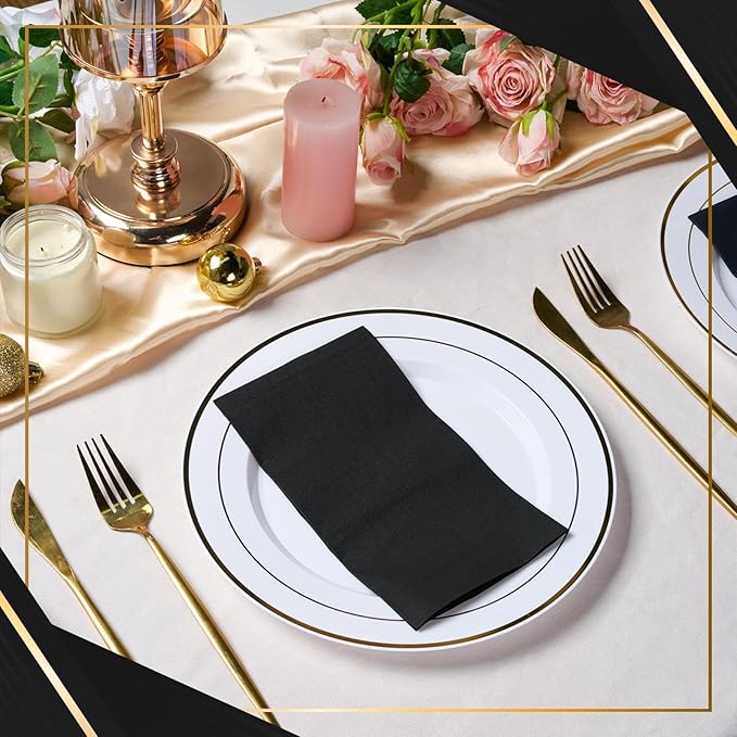 Vplus 200 Pack Black Paper Napkins, Premium Quality 3-Ply Disposable Napkins, Soft and Absorbent, Perfect for Dinner, Wedding, Graduation, Party