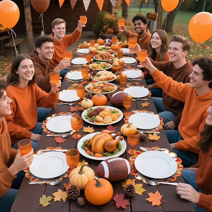 100 Pcs Thanksgiving Fall Paper Placemats Disposable Scalloped Fall Football Paper Placemats Autumn Football Maple Leaf Placemat Harvest Table Mats for Autumn Party Home Kitchen Dining Table Decor