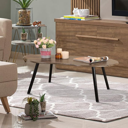 Small Coffee Table Irregular Wood Grain Desktop Coffee Tables Simple Modern Cloud Shaped Center Table Floor Standing Table for Living Room, Home Office