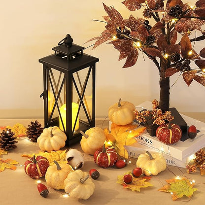 Artgar Pumpkin Decor Set, 23 PCS Fall Harvest Decorations Including Mini Pumpkins, Acorns, Pinecones, Berries, Maple Leaves for Home Table Wedding DIY Fall Halloween Thanksgiving Decor