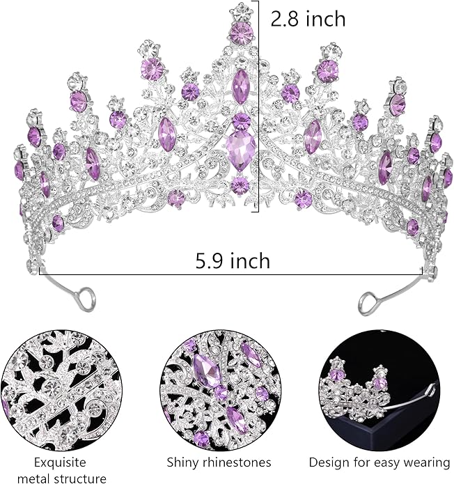 Tiaras and Crowns for Women Crystal Princess Tiaras Rhinestone Queen Crowns For Wedding Bridal Birthday Prom Pageant Party (Tiara 100)