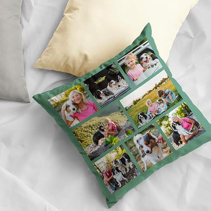 Be Burgundy Custom 8 Photo Pillow Cover 16x16 Inch – Personalized Collage Picture Pillow, Custom Throw Pillowcase, Optional Background Color, Gift for Family, Friends, Couples