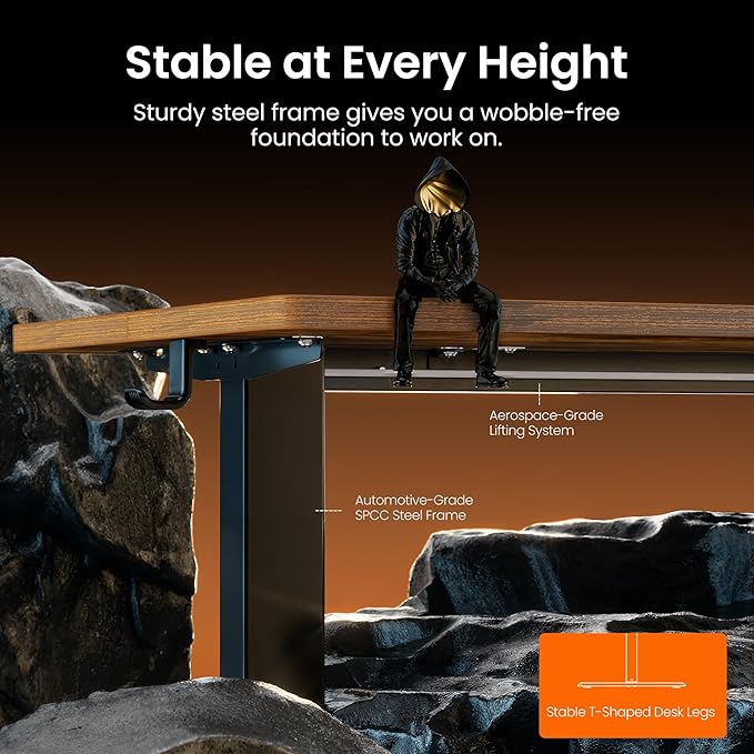 ErGear Height Adjustable Electric Standing Desk, 55 x 28 Inches Sit Stand up Desk, Memory Computer Home Office Desk, Vintage Brown