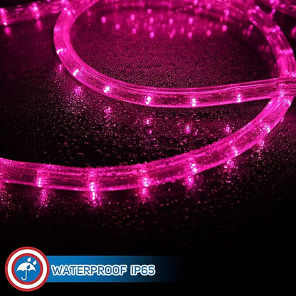 Russell Decor 100ft/30m Led Rope Lights Lamps Kit Indoor Outdoor Decorative Lighting for Party Wedding Valentine's Day Backyard Patio Deck Bright Flexible String Tube Lights Waterproof- Pink
