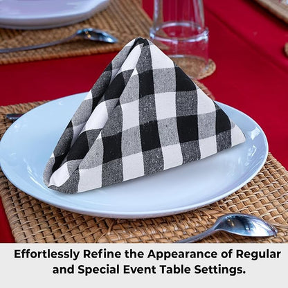 Urban Villa Cloth Napkins Set of 12 20x20 Inches 100% Cotton Napkins Cloth Washable Durable Reusable Absorbent Table Dinner Napkins Cloth for Hotel Lunch Restaurant Weddings Parties-Black white Checks
