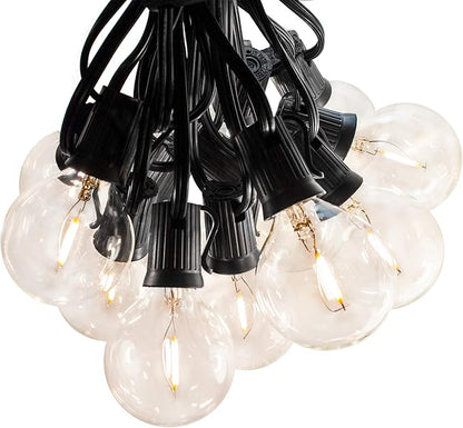Hometown Evolution, Inc. G50 2" LED Filament Outdoor Patio String Lights with 0.6 Watt Light Bulbs (G50 LED - Black Wire, 10 ft)