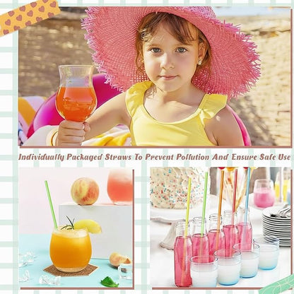 700 Pcs Jumbo Straws (0.43" Diameter × 9" Long) Plastic Straws Individually Wrapped, Colorful Disposable Drinking Straws for Bubble Tea, Smoothies, Juice, and Party Beverages